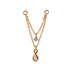 Łańcuszek - cyrkonia - różowe złoto - D-021