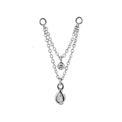 Łańcuszek - cyrkonia - srebrny - D-021