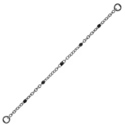 Łańcuszek - czarne koraliki - srebrny - D-023