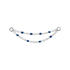Łańcuszek - granatowe koraliki - srebrny - D-022