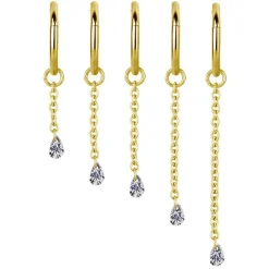 Łańcuszek charms z białą cyrkonią - złoty - D-074