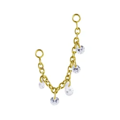 Łańcuszek z białymi cyrkoniami - złoty - D-075