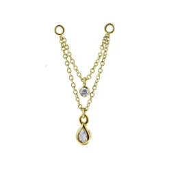 Łańcuszek z cyrkoniami - złoty - D-021