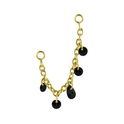 Łańcuszek z czarnymi cyrkoniami - złoty - D-075