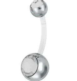 Bioplast kolczyk do pępka z białymi cyrkoniami - BP-002