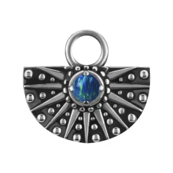 Charms - CoCr NF - ażurowy z zielonym opalem - srebrny - D-088