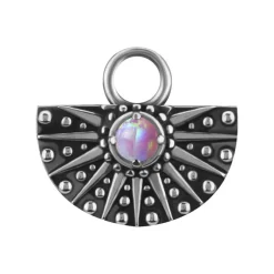 Charms - CoCr NF - ażurowy z różowym opalem - srebrny - D-088