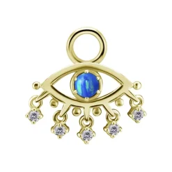 Charms - CoCr NF - niebieskie oko proroka z białymi cyrkoniami - złoty - D-090