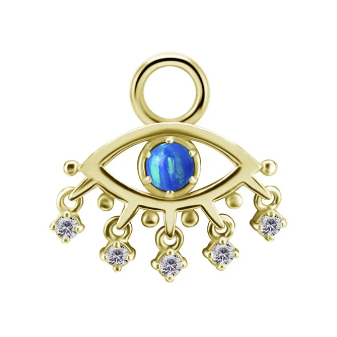 Charms - CoCr NF - niebieskie oko proroka z białymi cyrkoniami - złoty - D-090