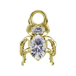 Charms - CoCr NF - żuk z białą cyrkonią - złoty - D-085