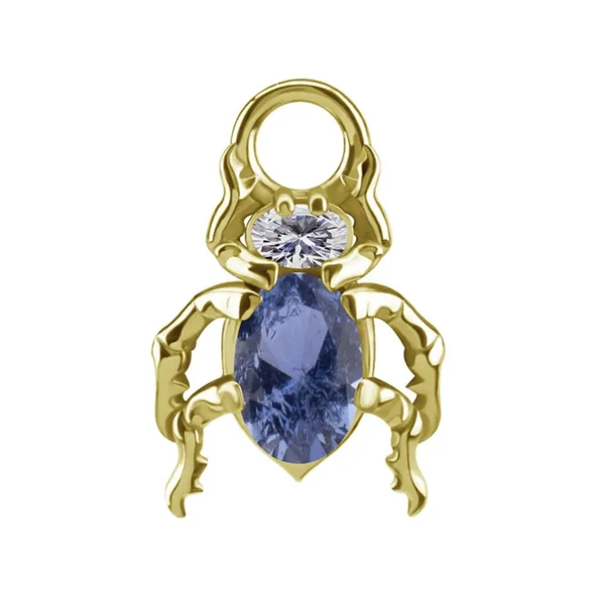 Charms - CoCr NF - żuk z granatowym nano gems - złoty - D-085