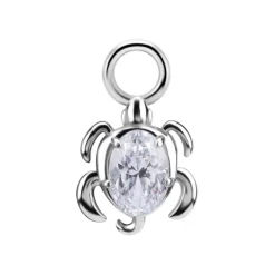 Charms - CoCr NF - żółw z białą cyrkonią - srebrny - D-084