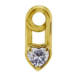 Charms - złota agrafka - biała cyrkonia - D-017