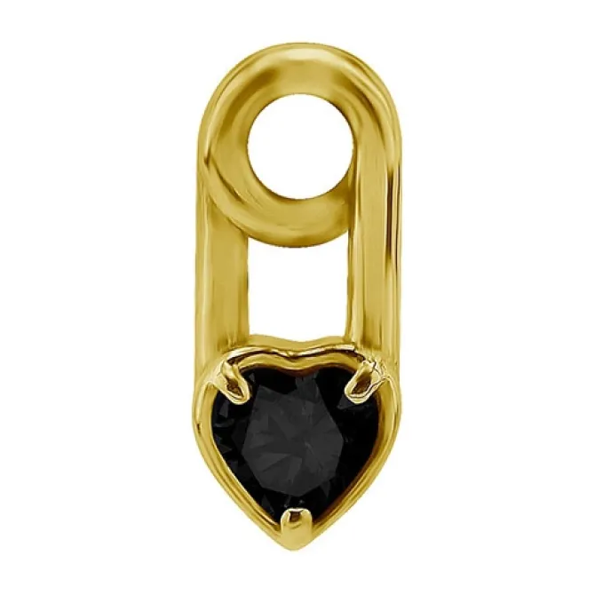 Charms - złota agrafka - czarna cyrkonia - D-017