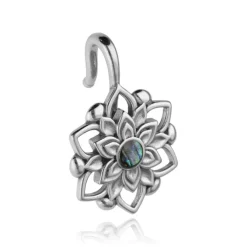 Ciężarek, hanger do ucha kwiat - srebrny - PT-174
