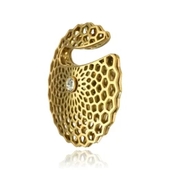 Ciężarek, hanger do ucha z białą cyrkonią - złoty - PT-171