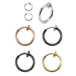 Fake kółko do ucha, nosa - bez przekłuwania Czarne - FK-001