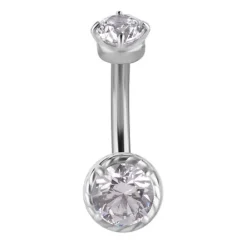 Kolczyk banan - Premium Zirconia - biała cyrkonia - srebrny - B-011