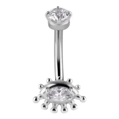 Kolczyk banan - Premium Zirconia - biała cyrkonia - srebrny - B-010