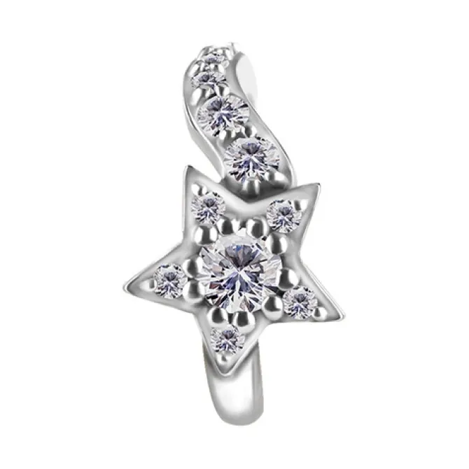 Kolczyk Clicker do pępka srebrna gwiazda z białymi cyrkoniami - CoCr NF- KP-067