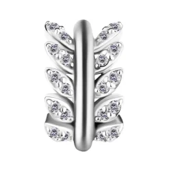 Kolczyk Clicker do pępka srebrny z białymi cyrkoniami - CoCr NF- KP-065