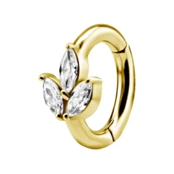 Kolczyk Clicker do pępka złoty z białymi cyrkoniami - CoCr NF- KP-029