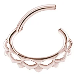 Kolczyk clicker mandala - różowe złoto - K-053