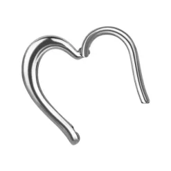 Kolczyk clicker ozdobny - serce srebrne - K-020