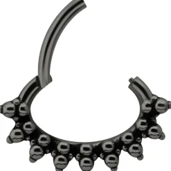 Kolczyk clicker ozdobny - czarny - K-052