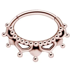 Kolczyk clicker różowe złoto - mandala - K-050