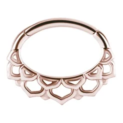 Kolczyk clicker różowe złoto - mandala - K-027