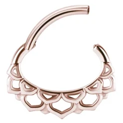 Kolczyk clicker różowe złoto - mandala - K-027