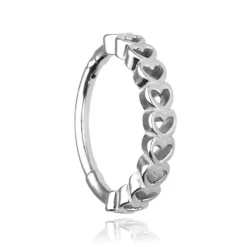 Kolczyk clicker serduszka - srebrny - K-033