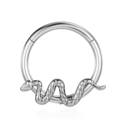 Kolczyk clicker srebrny wąż - K-039