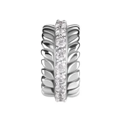 Kolczyk clicker srebrny z białymi Premium Zirconia - CoCr NF - K-063