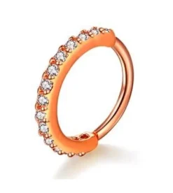 Kolczyk Continuous rozginane kółko cyrkonie różowe złoto - CON-005