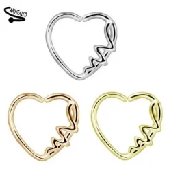 Kolczyk Continuous Rozginane serce różowe złoto - lewy - CON-011