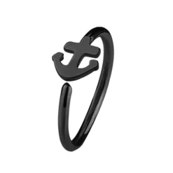 Kolczyk Continuous rozginany - czarna kotwica - CON-015