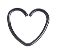 Kolczyk Continuous Rozginane serce czarne - CON-002