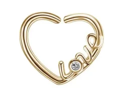 Kolczyk Continuous rozginane serce Love różowe złoto - lewy - CON-018