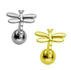 Kolczyk do chrząstki - złota ważka - CH-013