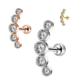 Kolczyk do chrząstki cluster różowe złoto - CH-063