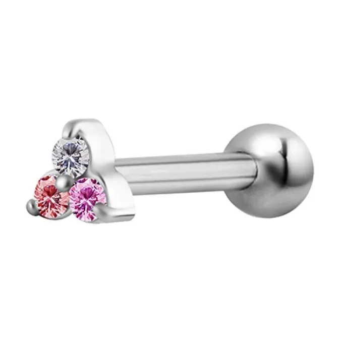 Kolczyk do chrząstki z cyrkoniami - różowy - CH-001