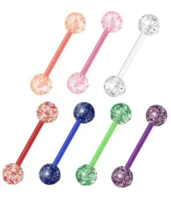 Kolczyk do języka brokatowy fioletowy - KJ-066