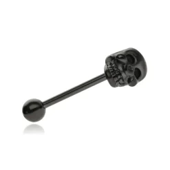 Kolczyk do języka - czarna czaszka - KJ-010