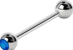 Kolczyk do języka - granatowa cyrkonia - 1,6/16/6 - KJ-055