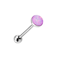 Kolczyk do języka - opalizujący różowy - KJ-006