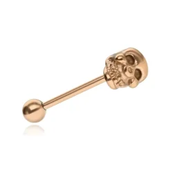 Kolczyk do języka - różowe złoto czaszka - KJ-010