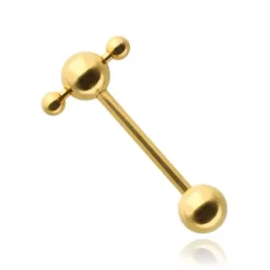 Kolczyk do języka - złota sztanga w sztandze - KJ-053