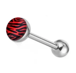 Kolczyk do języka zebra czerwony - KJ-065